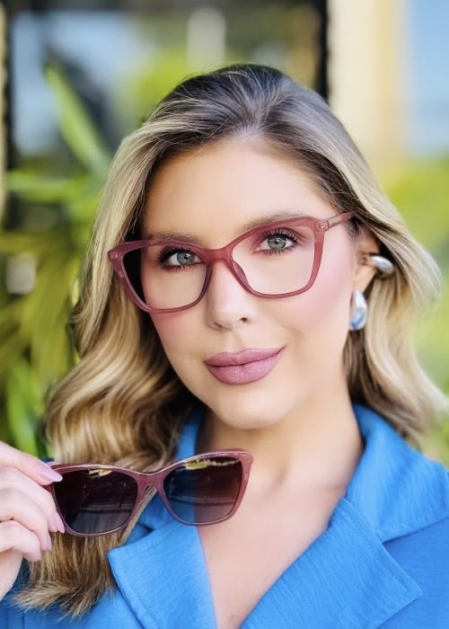 oticagriss oculos feminino 2 em 1 clip on gatinho rose 341