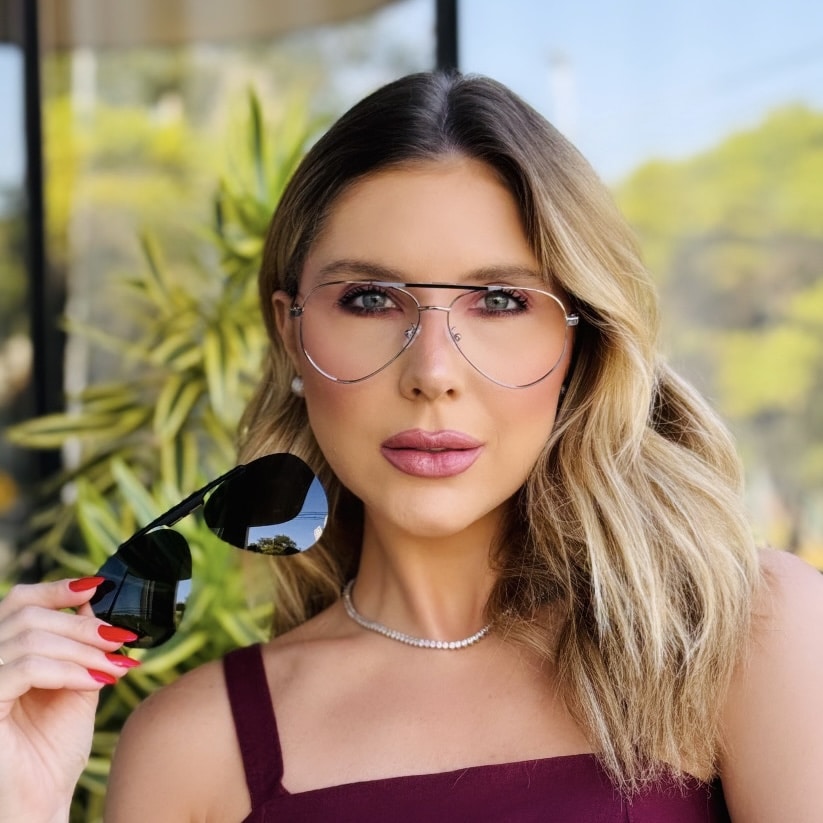 oticagriss oculos feminino clip on 2 em 1 aviador prata 431 oticagriss oculos feminino clip on 2 em 1 aviador prata 431