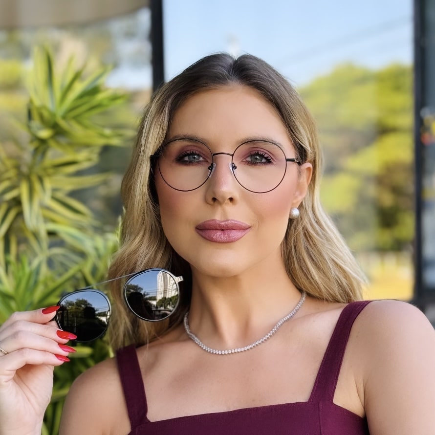 oticagriss oculos feminino clip on 2 em 1 redondo preto 429