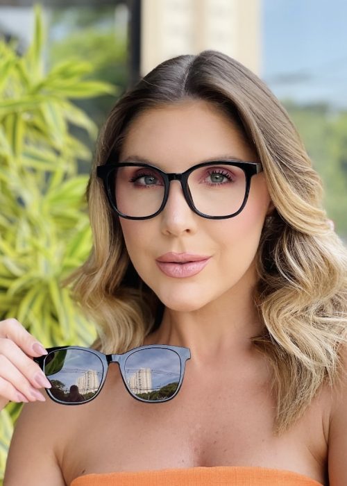 oticagriss oculos 2 em 1 clip on quadrado preto 449