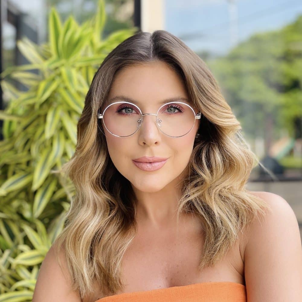 oticagriss oculos de grau feminino redondo branco e prata 448 oticagriss oculos de grau feminino redondo branco e prata 448