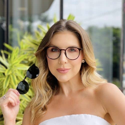 oticagriss oculos feminino clip on 2 em 1 redondo marrom 315
