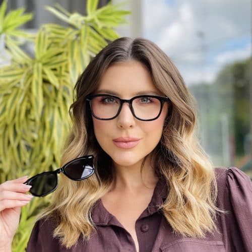 oticagriss oculos 2 em 1 clip on quadrado preto 467