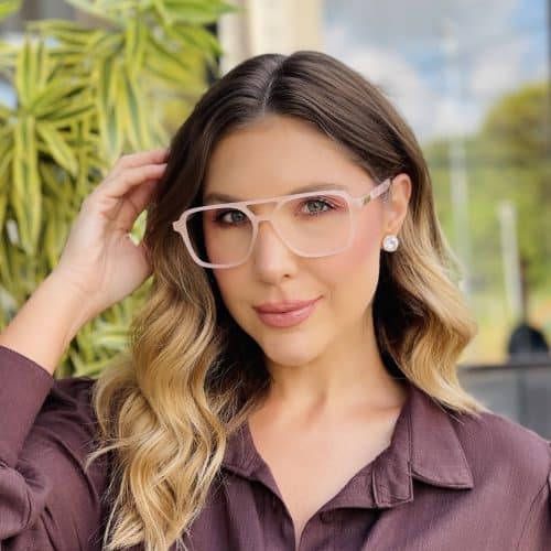 oticagriss oculos de grau feminino aviador bege 466