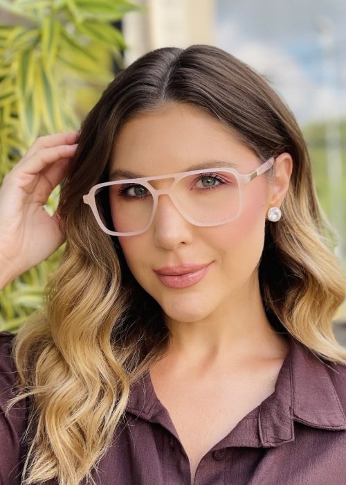 oticagriss oculos de grau feminino aviador bege 466