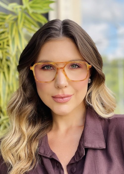 oticagriss oculos de grau feminino aviador caramelo 466