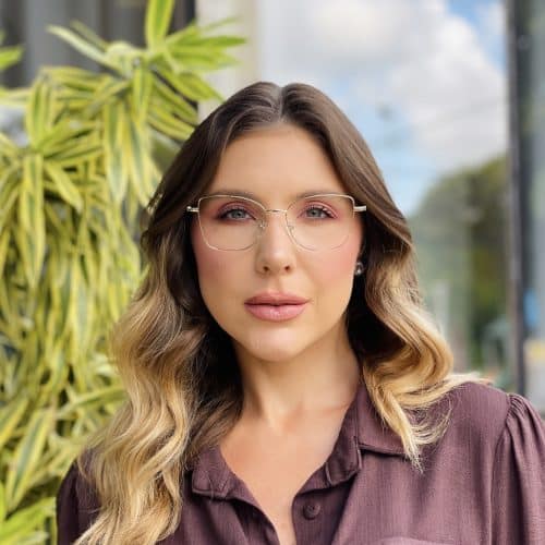 oticagriss oculos de grau feminino gatinho dourado 461