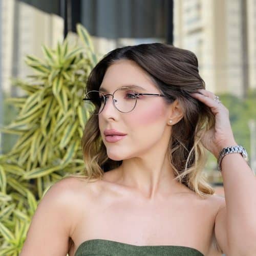 oticagriss oculos de grau feminino redondo dourado 479 6