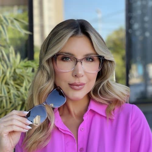 oticagriss oculos clip on 2 em 1 gatinho cinza e rosa 244