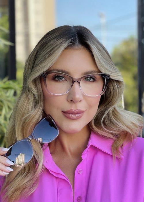 oticagriss oculos clip on 2 em 1 gatinho cinza e rosa 244