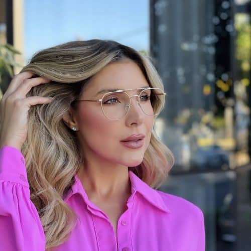 oticagriss oculos de grau feminino aviador dourado 482 1