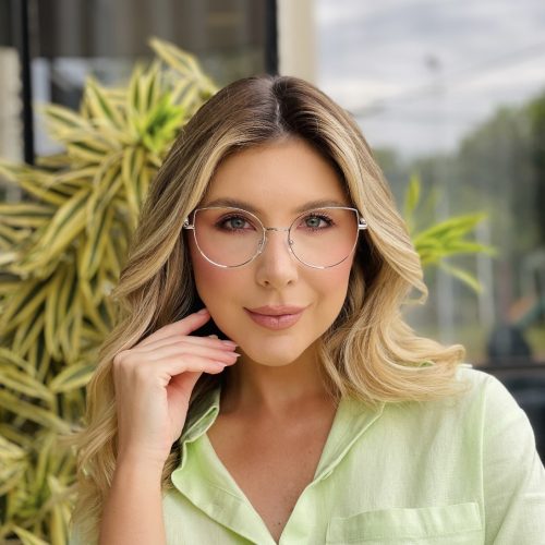 oticagriss oculos de grau feminino gatinho prata 490