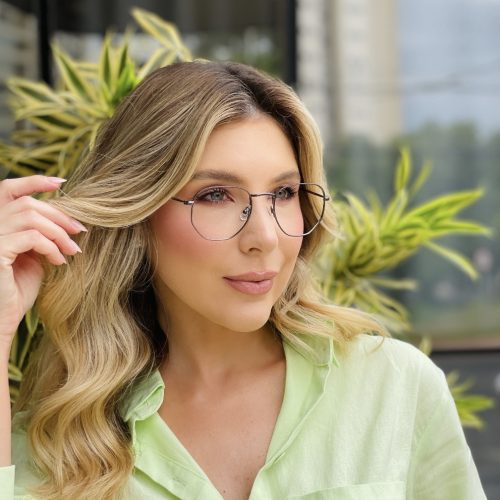 oticagriss oculos de grau feminino hexagonal grafite 491 1