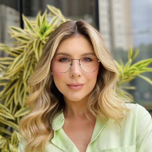 oticagriss oculos de grau feminino hexagonal grafite 491