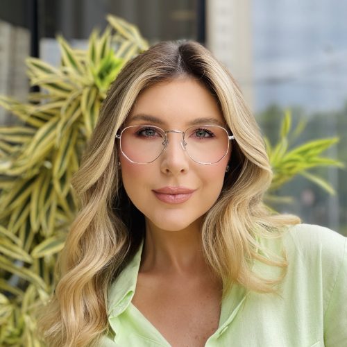 oticagriss oculos de grau feminino hexagonal prata 491