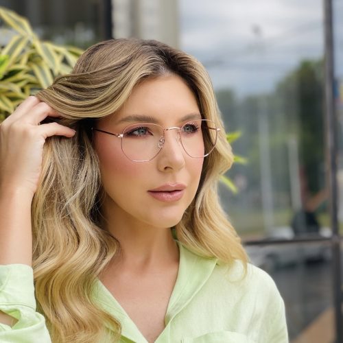 oticagriss oculos de grau feminino hexagonal rose 491 1