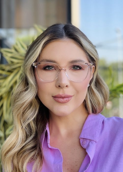 oticagriss oculos de grau feminino quadrado rose transparente 492