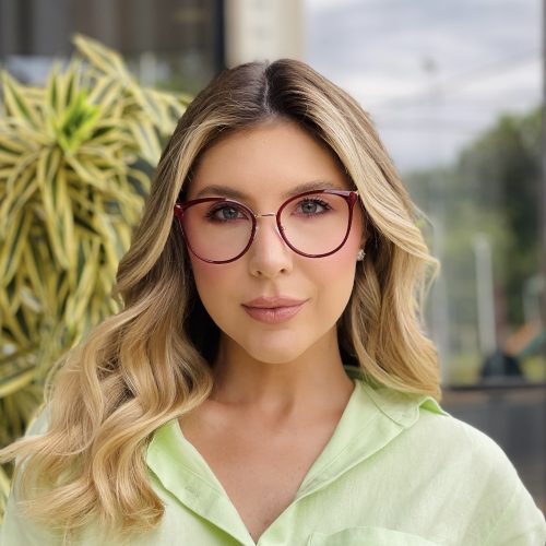 oticagriss oculos de grau feminino redondo vermelho 486