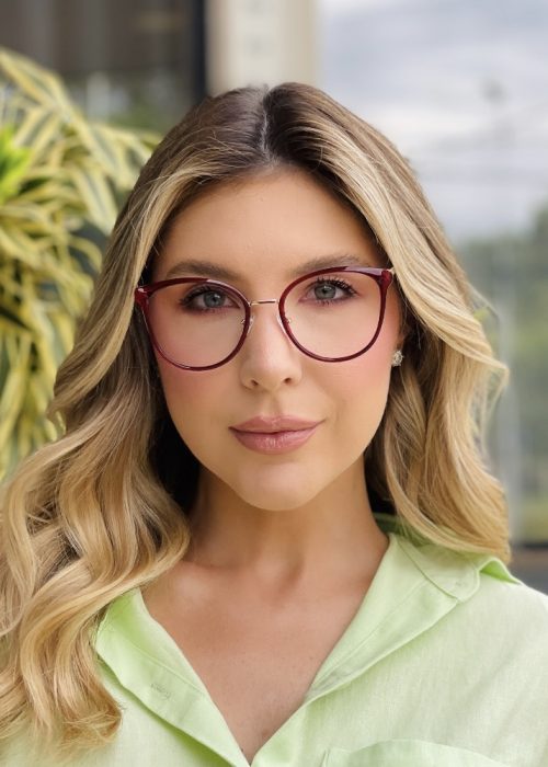 oticagriss oculos de grau feminino redondo vermelho 486