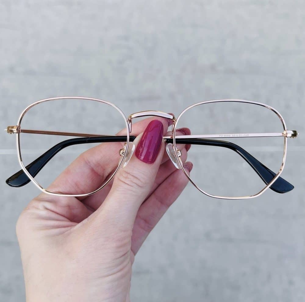 oticagriss oculos de grau feminino hexagonal rose 491 2 0 3